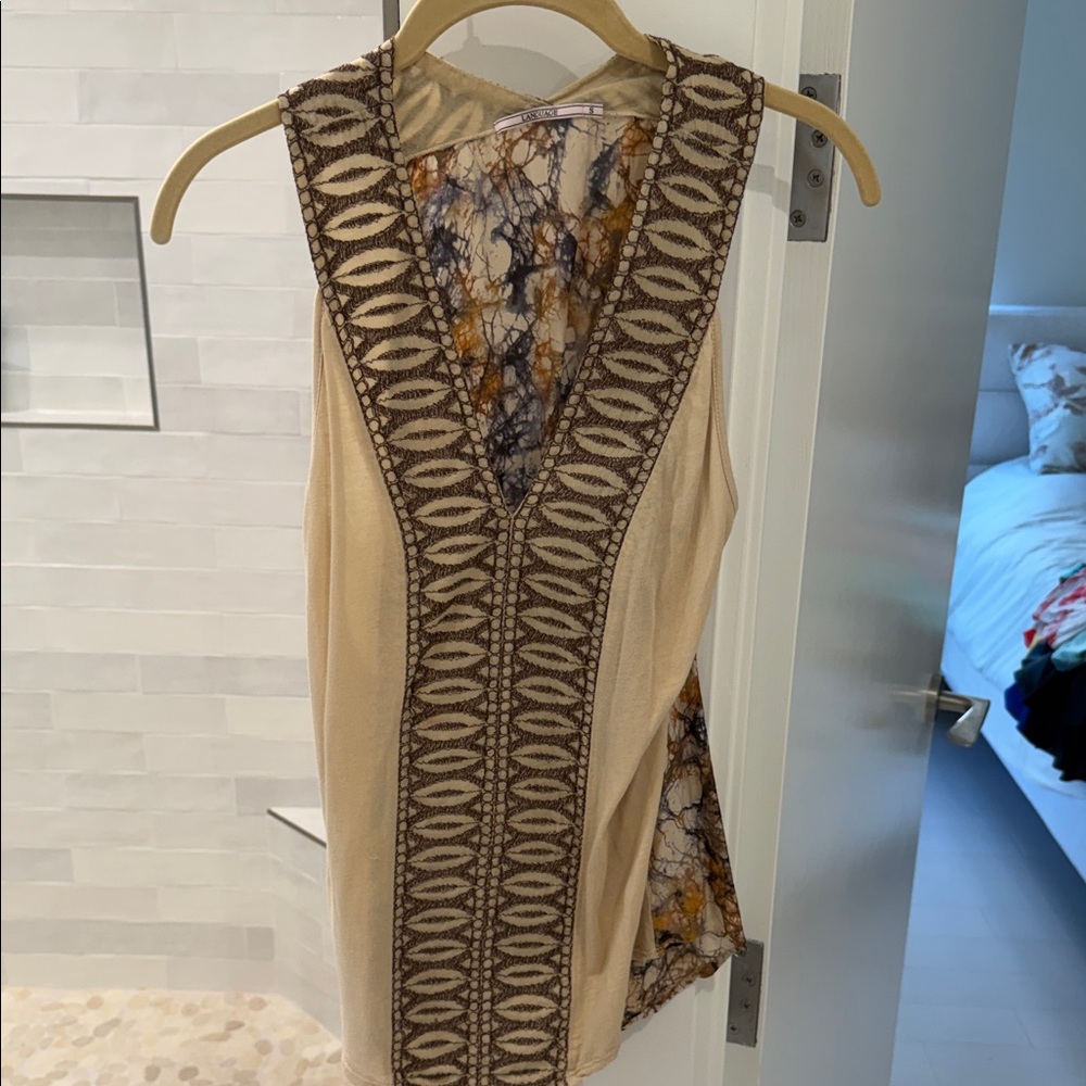 Language Cream and Brown Top